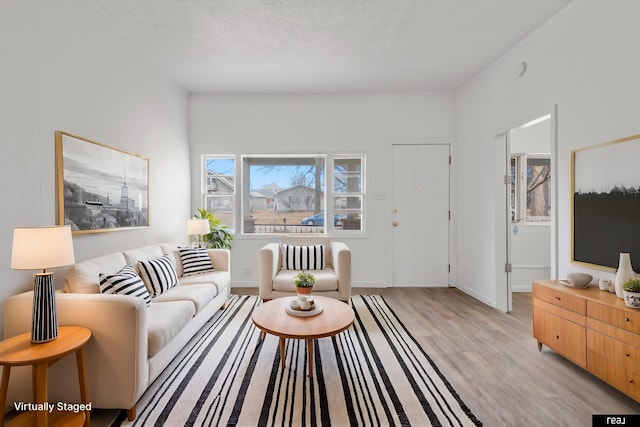 living area featuring light wood-style floors