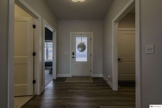 foyer entrance featuring dark hardwood / wood-style flooring