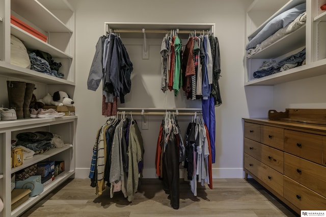 walk in closet featuring light hardwood / wood-style floors