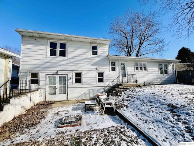 view of snow covered property