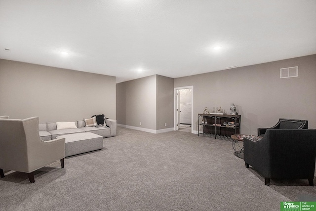 living room with carpet flooring