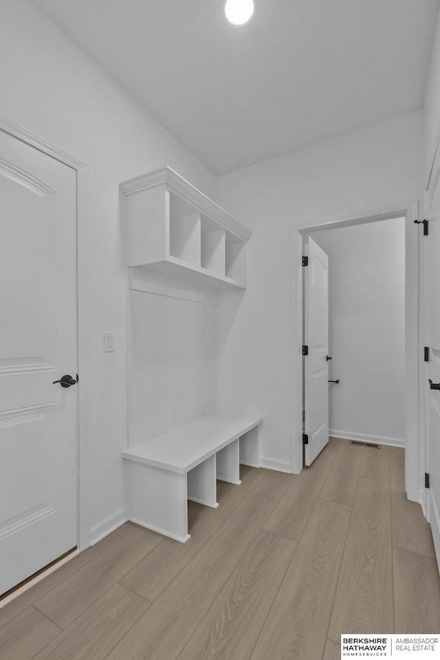 mudroom featuring light hardwood / wood-style floors