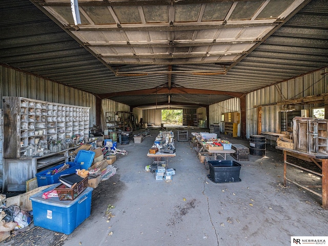 misc room with lofted ceiling