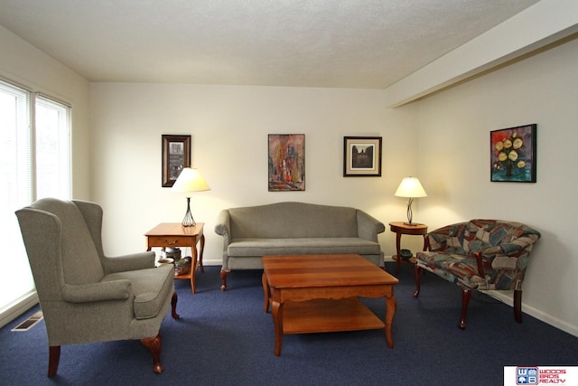 living room with carpet flooring