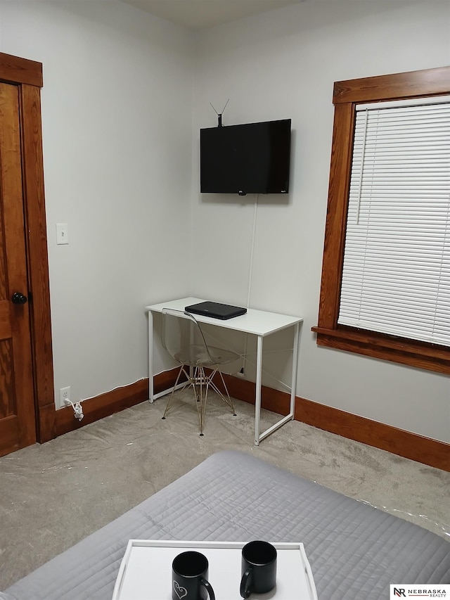 view of carpeted office space