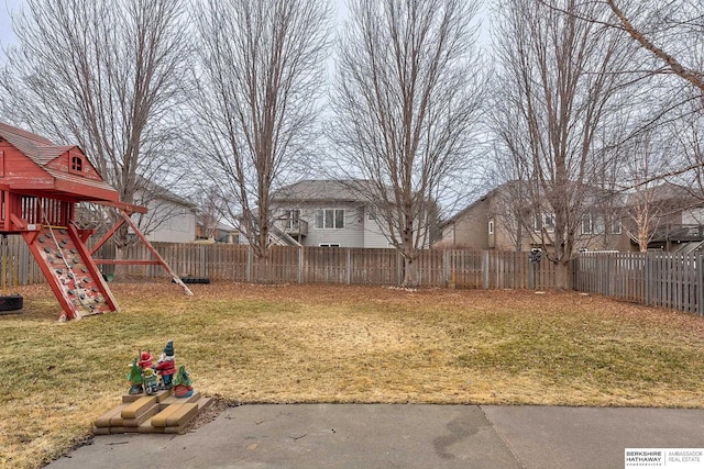 view of yard with a playground