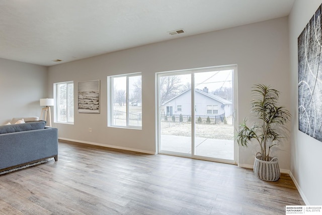 living room with light wood-type flooring