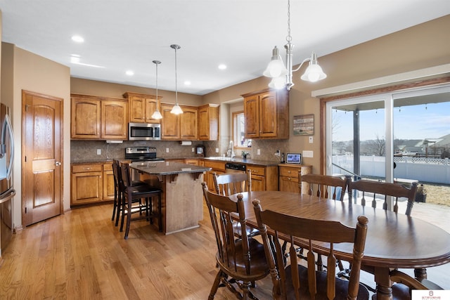 dining area featuring light hardwood / wood-style flooring