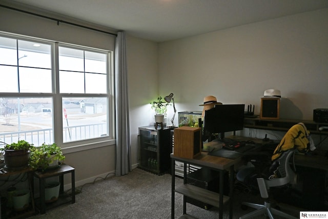 carpeted home office featuring a healthy amount of sunlight