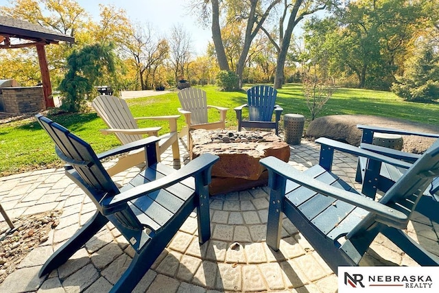 view of patio featuring an outdoor fire pit