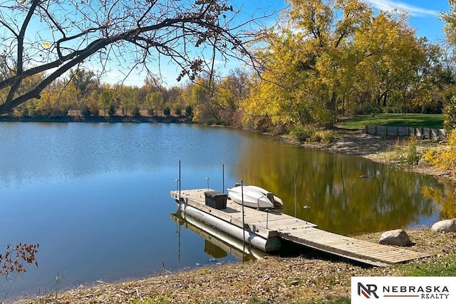 view of dock featuring a water view