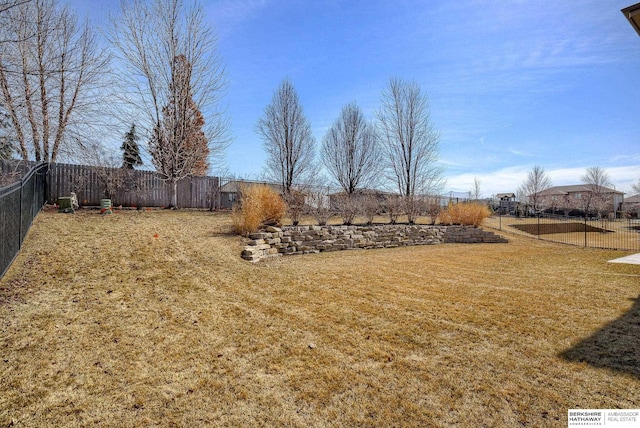 view of yard featuring a fenced backyard