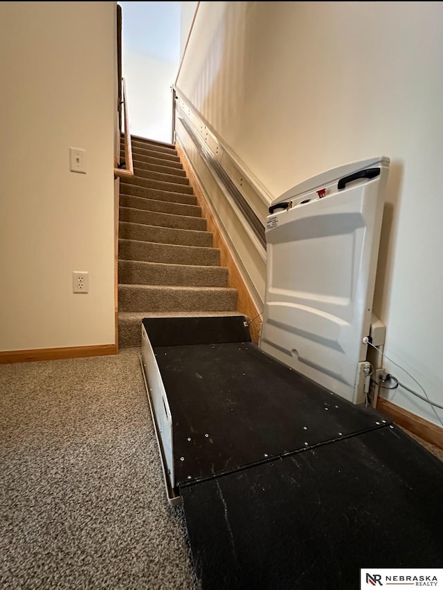 staircase with carpet