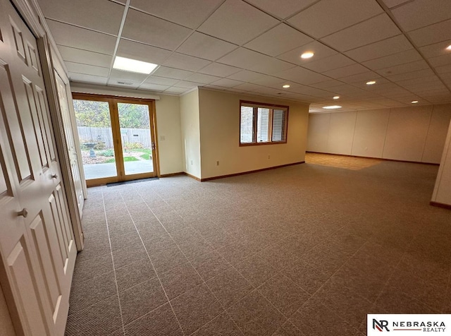 spare room featuring a drop ceiling