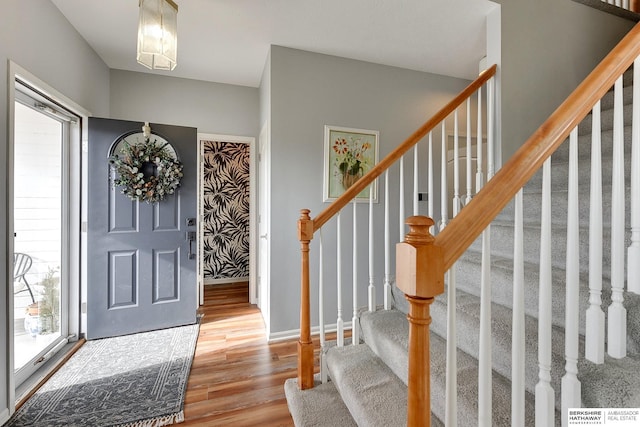 entrance foyer featuring light hardwood / wood-style floors