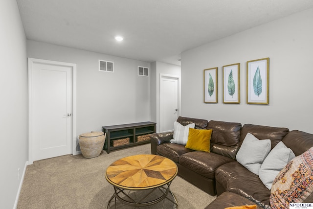 living room featuring carpet floors