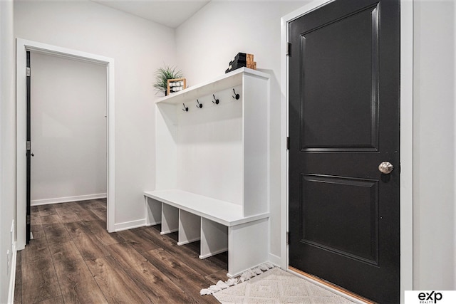 mudroom featuring dark hardwood / wood-style flooring