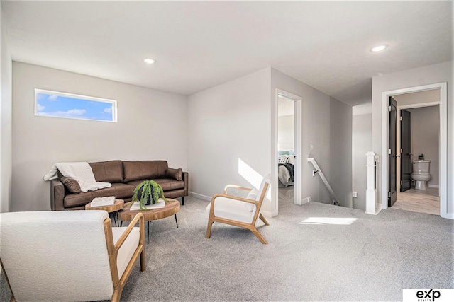 living room with carpet floors