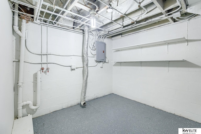 basement with electric panel