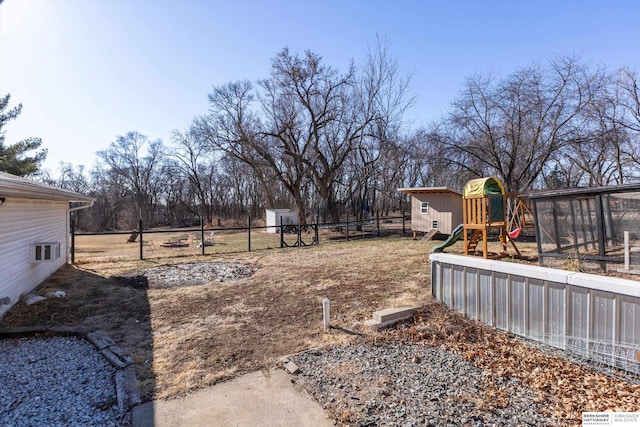 view of yard with a playground