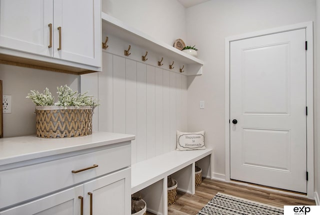 mudroom with light wood-type flooring