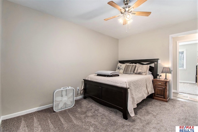 bedroom with carpet floors and ceiling fan