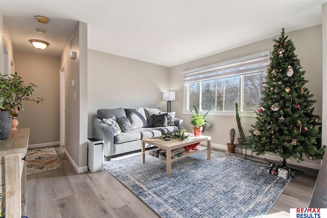 living room with light wood-type flooring