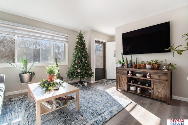 living room with light wood-type flooring