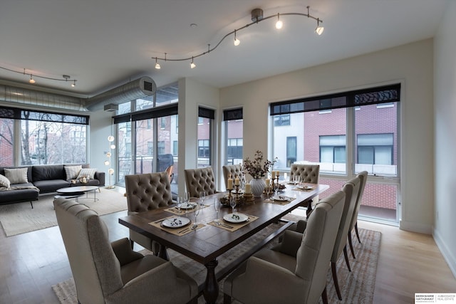 dining area featuring light hardwood / wood-style floors