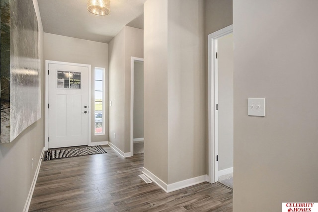 entrance foyer featuring dark hardwood / wood-style flooring