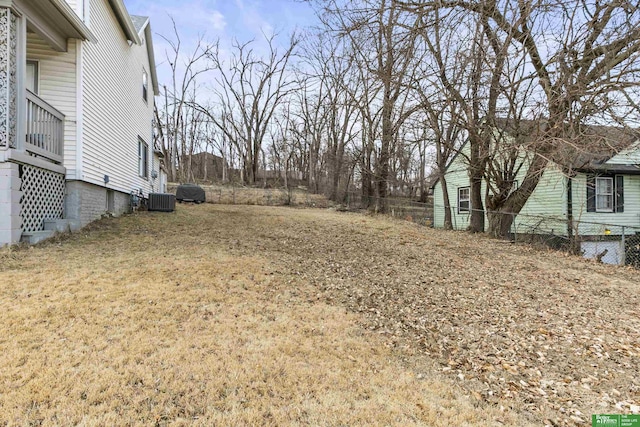 view of yard featuring central AC