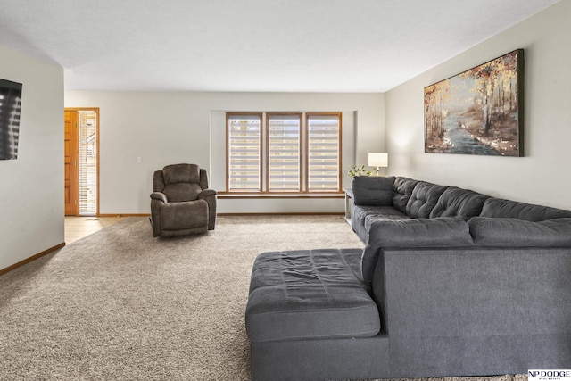 living room with light colored carpet