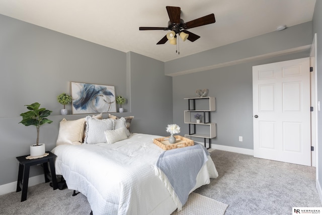 bedroom with carpet and ceiling fan