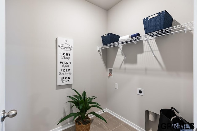 washroom with washer hookup, tile patterned flooring, and electric dryer hookup