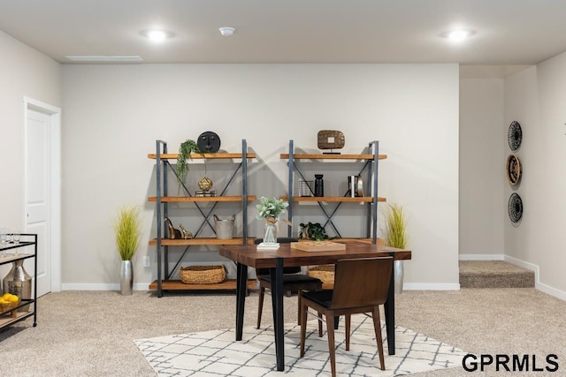 view of carpeted home office