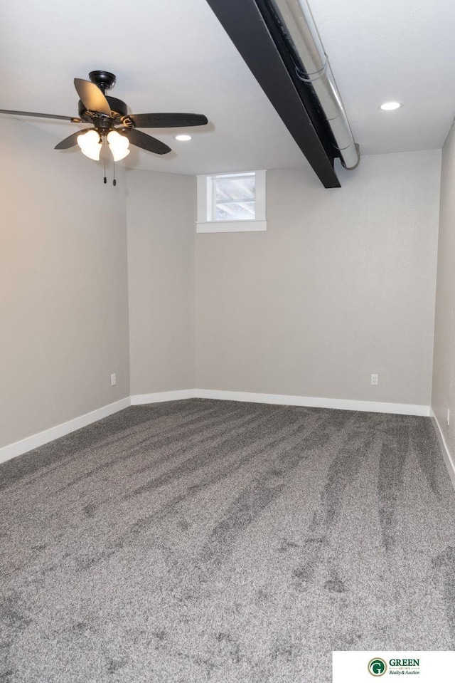 basement with carpet flooring