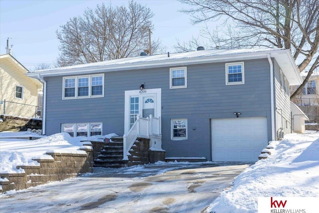 view of snow covered property