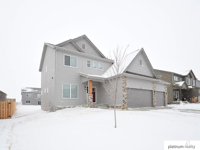 view of front property with a garage