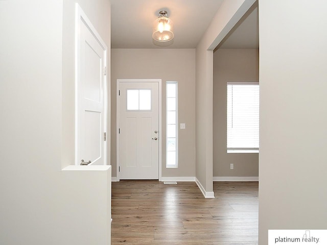 entryway featuring hardwood / wood-style flooring