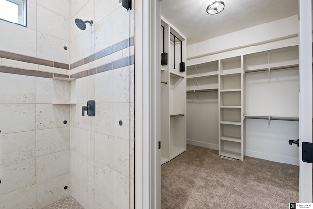 bathroom with a tile shower