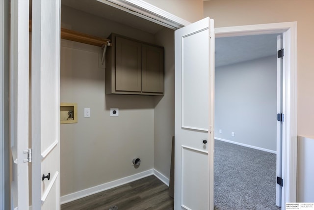 washroom featuring washer hookup, cabinets, and hookup for an electric dryer