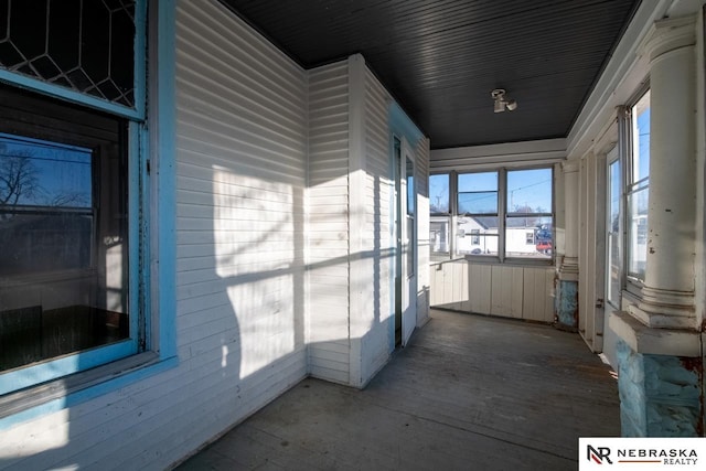 view of unfurnished sunroom