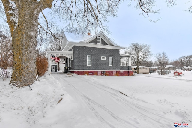 view of snowy exterior