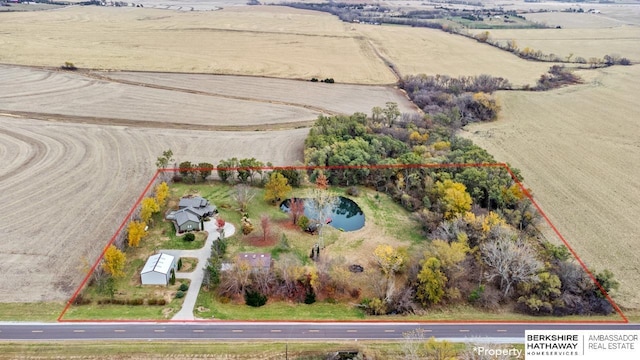 drone / aerial view with a rural view