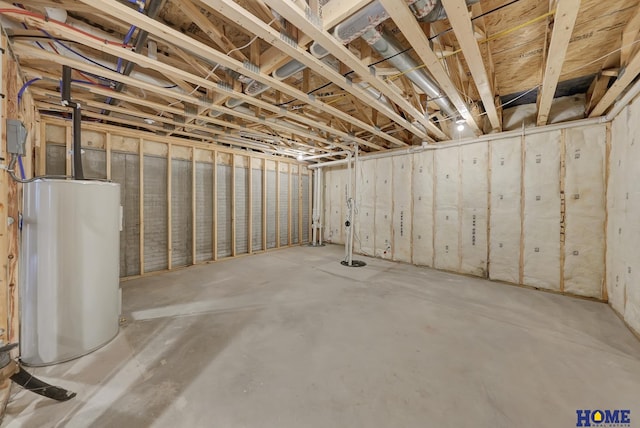 basement featuring water heater