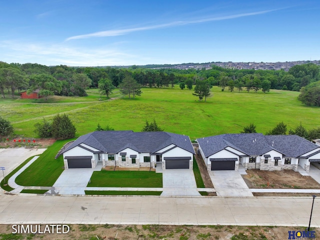 bird's eye view with a rural view