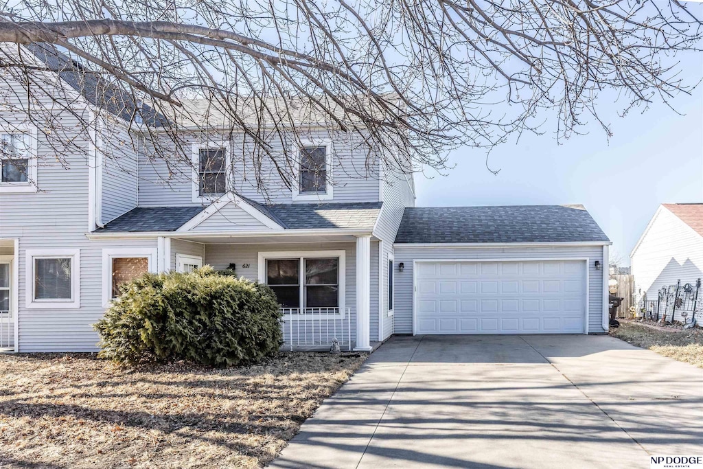 view of front of property featuring a garage