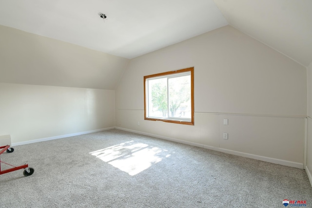 bonus room featuring vaulted ceiling and carpet floors