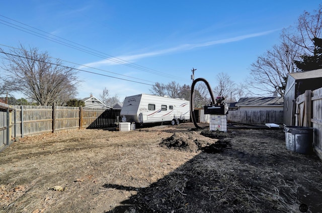 view of yard featuring a fenced backyard