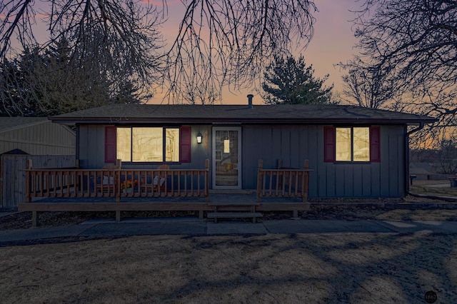 view of front facade featuring board and batten siding